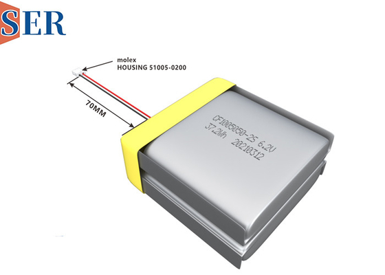 Batterie molle CP1005050-2S 6.0V 6000mAh de paquet de manganèse de lithium de CP505050-2S LiMnO2