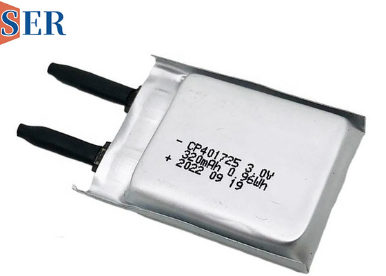 3.0V Ultra mince batterie souple LiMno2 CP401725 Batterie jetable Li-MnO2