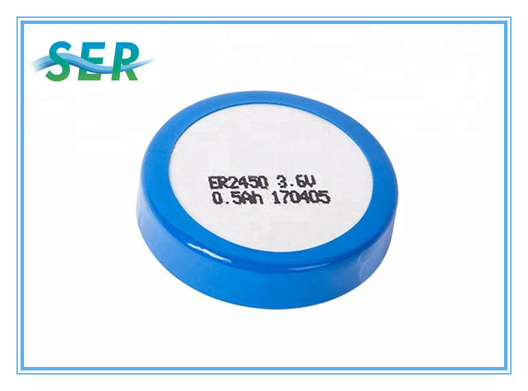 Batterie du traqueur ER2450 Li SOCL2 de GPS, cercle profond de cellules de bouton de lithium de 500mAh 3.6V