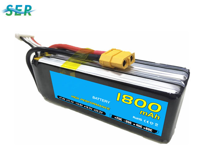 Batterie de voiture rechargeable de RC 35C 14.8V 1800mAh Li Polymer For Mini Helicopter/avion