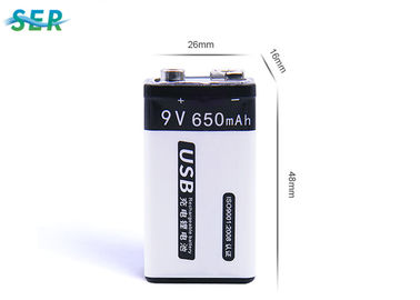 Paquet 650mAh de batterie au lithium de la capacité élevée 9V rechargeable pour le mètre/alarme d'incendie